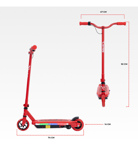 Patín Eléctrico Eco-forte Sg09 Scooter Con Pata De Soporte Color Rojo