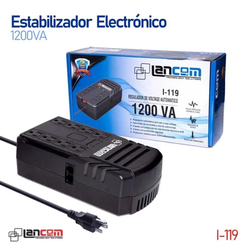 Regulador De Voltaje Automatico Lancom I-119 8 Tomas 1200va