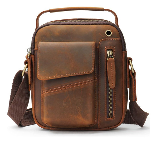 Ivesign Bolso Bandolera De Cuero Genuino Para Hombre, Bolso 