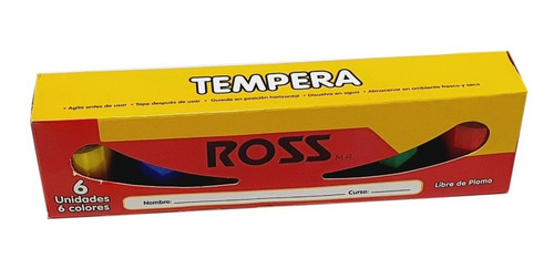 Tempera Ross 6 Colores 15ml Aprox