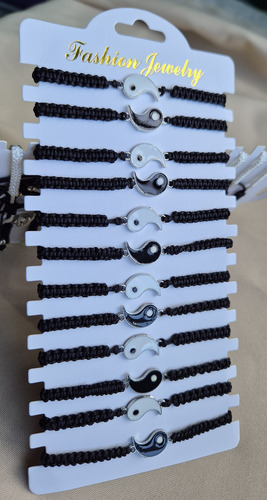 Set 12 Pulseras Para Parejas Ying Yang Novio Amigo Amor Dije Pereja 1 15 Cm