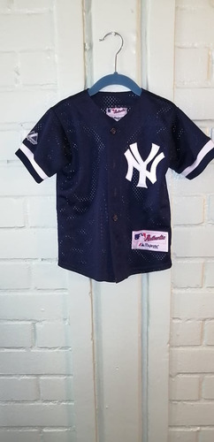 Imagen 1 de 1 de Camiseta Mlb Abotonada Ny 24 Meses Majestic Original