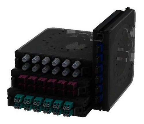 Panel De 6 Adaptadores Fibra Optica Lc Duplex Negro Belden