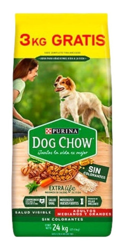 Dog Chow Adulto Mediano/grande Sin Colorante X 21+3 Kg