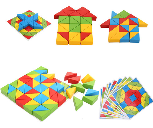 Bloques De Rompecabezas Triangulares De Madera Para Niños Pe