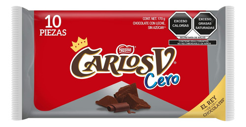 Carlos V Chocolate Cero Azucar 10pz - Delicioso Y Saludable