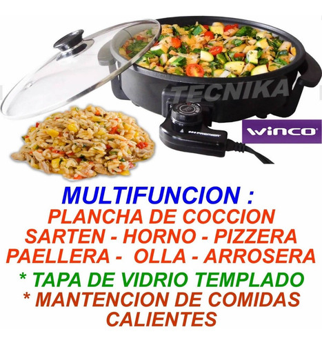 Imagen 4 de 10 de Sarten Eléctrica Olla Multicocina Pizzera Winco W52 * Outlet