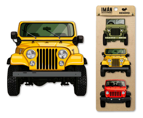 Pack De 3 Imanes Camionetas - Jeep Wrangler Willys Militar