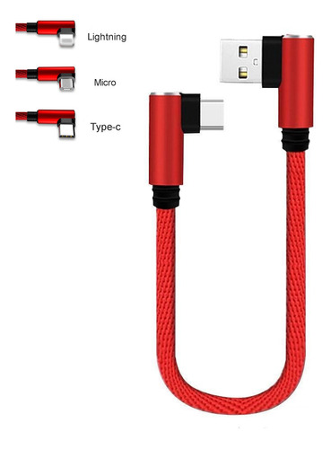 Datos De Línea Corta Con Codo Micro Usb Rojo En Forma De L D