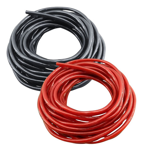 Kit 5 Metros Vermelho + 5 Metros Preto Cabo 21mm 100% Cobre