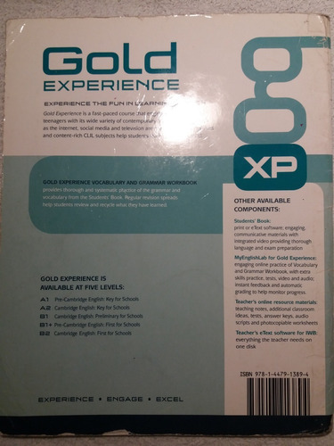 Gold Experience Workbook A2 Key For Schools Pearson (Usado)