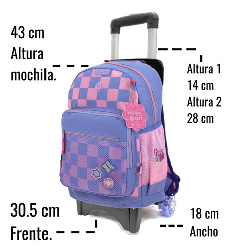 Mochila En Kit 3pzas Con Ruedas Chenson Chester Hg70235-u Violeta Chester
