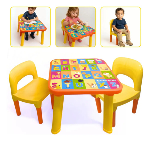 Mesinha Infantil Com 2 Cadeiras Educativa Alfabeto Completo Atacarejo Kids