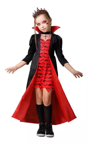 Fantasia de Halloween Infantil Draculinha Feminina Vampira