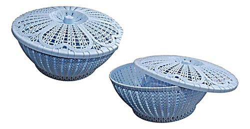 Cestas Organizador Canasta Tipo Rattan C Tapa 2 Pz Multiusos