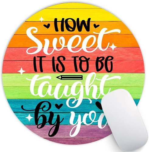 Mouse Pad Circular Madera Colores Frase Maestra 20cm X 20cm | Cuotas sin  interés