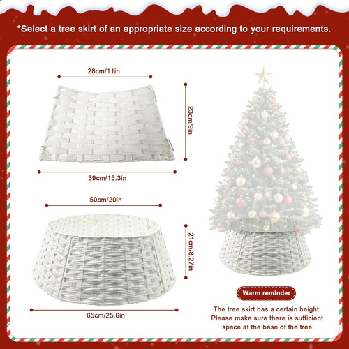 Base De Árbol De Navidad Redondo De Rattán Blanco 65 Cm Diám