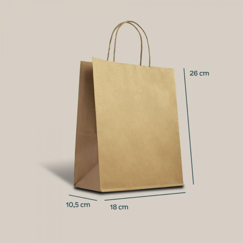 Sacola De Papel Kraft Delivery Com Alça 18x26x10,5cm - 50un