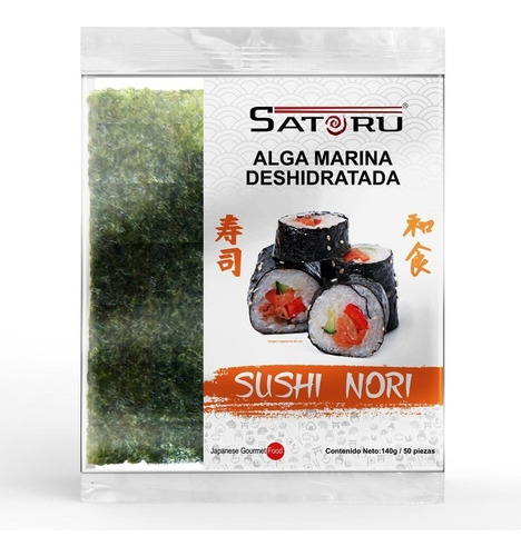 Imagen 1 de 7 de Alga Marina (nori) Para Sushi Con 50 Hojas / 140g
