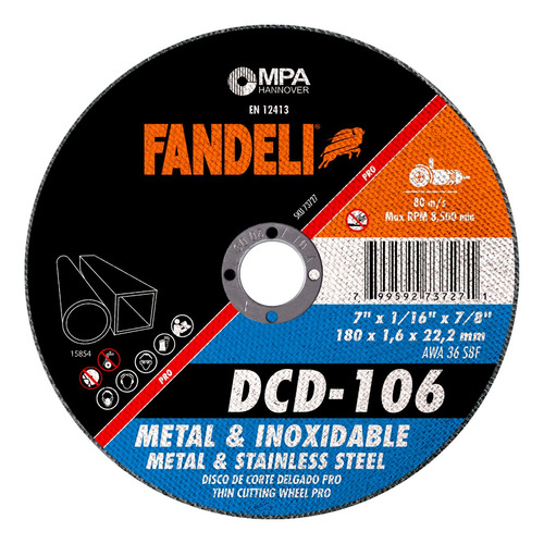 Disco Corte DeLG Metal Inx Pro Fandeli 7 PLG 25 Pz 73727