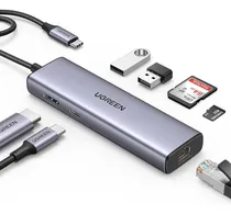 Comprar Usb-c 7 En 1 Portable Hdmi Rj45 100w Card Reader Otg Laptop