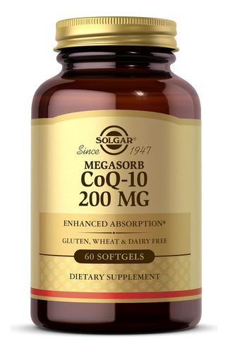 Megasorb Coq-10 200 Mg Solgar Natural 60 Capsulas