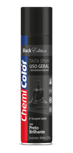 Tinta Spray Uso Geral Metais Madeira - Preto Brilhante 400ml