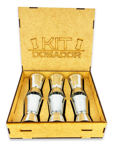 Kit Caixa C/ 6 Dosador Jigger Inox Bebidas Duplo 25ml 50ml 
