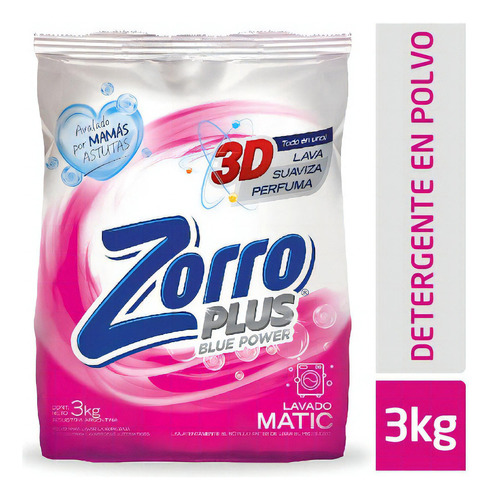 Jabón en polvo Zorro Baja Espuma BluePower bolsa  3 kg