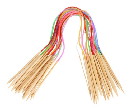 Kit 18 Agulhas Tricô Circular 40 Cm Bambu Promoção Barato