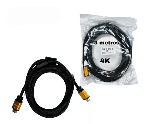 Cable Hdmi 3 Metros 2.0 Premium Full Hd 4k 3d Mallado Oro