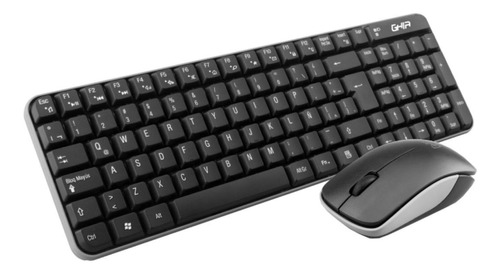 Kit de teclado y mouse inalámbrico Ghia GT4000 Español de color negro y gris