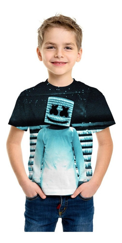 Polera Niño Dj Marshmello Full 3d Impresión Digital 