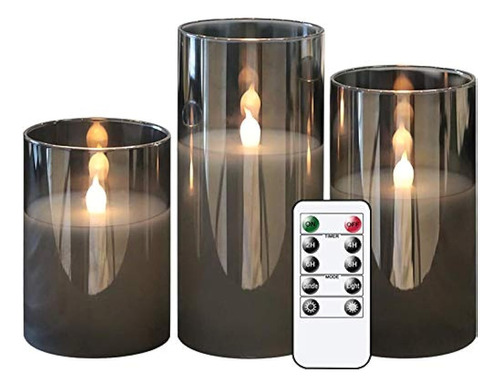 Velas Led Sin Llama De Vidrio Gris Genswin Funciona Con Bate