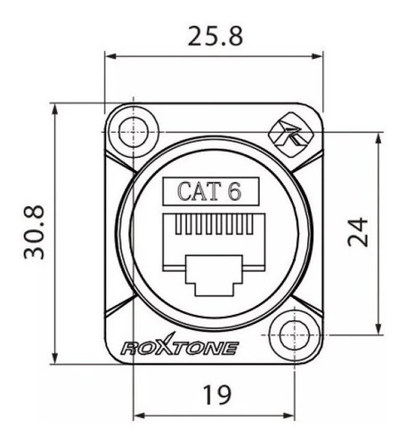 Ficha De Red Rj45 Metalica Para Chasis - Roxtone Rae8fd-c6