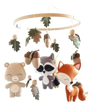 Movil Cuna Artesanal Cunero Animales Bosque Nordic Woodland