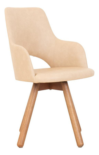 Silla Giratoria Natural/beige Madera Y Pu Fani Ii