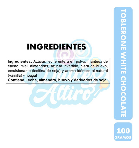 Chocolate Blanco Toblerone Suizo - Mondelez (contiene 100gr)