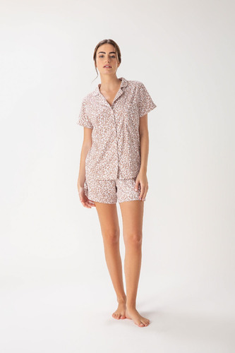 Camisero Pijama Promesse By Woman Short 15158 Animal Blanco