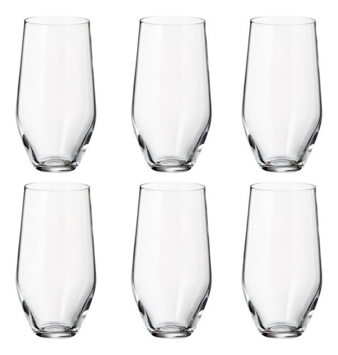 Vasos Cristal Bohemia Altos Trago Largo 400ml Set X 6 Grus