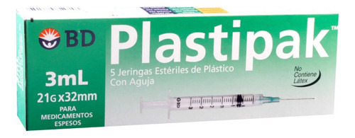 Plastipak Jeringa 3ml 21x32mm 5 Capacidad en volumen 3 mL