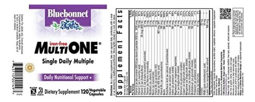 Cápsulas Vegetais Bluebonnet Nutrition Multi One (sem Ferro
