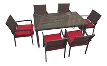 Comprar Combo Living Comedor 6 Sillas Y Mesa Deco Diseño Mod Jdj 74 Color Marrón Diseño De La Tela De Las Sillas Liso