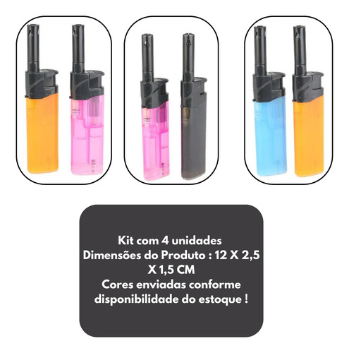 Kit 4 Isqueiro Acendedor Fogão Forno Vela Churrasqueira