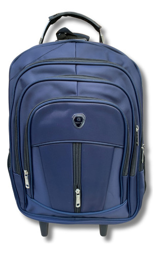 Grande Bolsa Mochila De Rodinhas Para Notebook Impermeável Cor Azul Desenho Do Tecido Poliéster