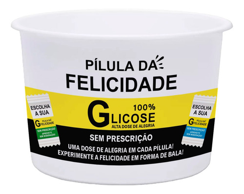 Kit Balde Com 150 Balas Já Personalizadas Pílulas Felicidade