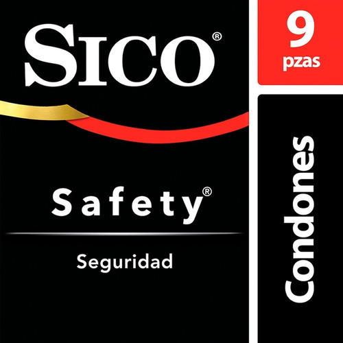 Sico Safety, Cartera Con 9 Condones Anatómicos Y Lubricados