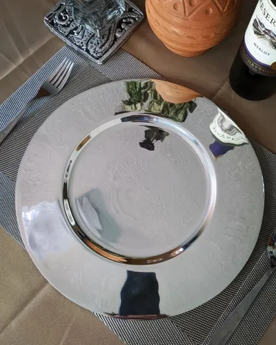 comprar Plato Base Pewter Aluminio Modelo Liso Porta Platos 6 Pack