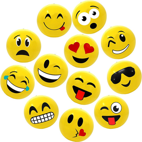 Pelotas De Playa Inflable De 16 Emoji Party Pack - Juguetes