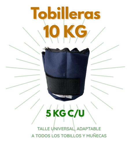Pesas Tobilleras 5kg C/u Reforzadas El Par Con Peso Gym Azul Oscuro